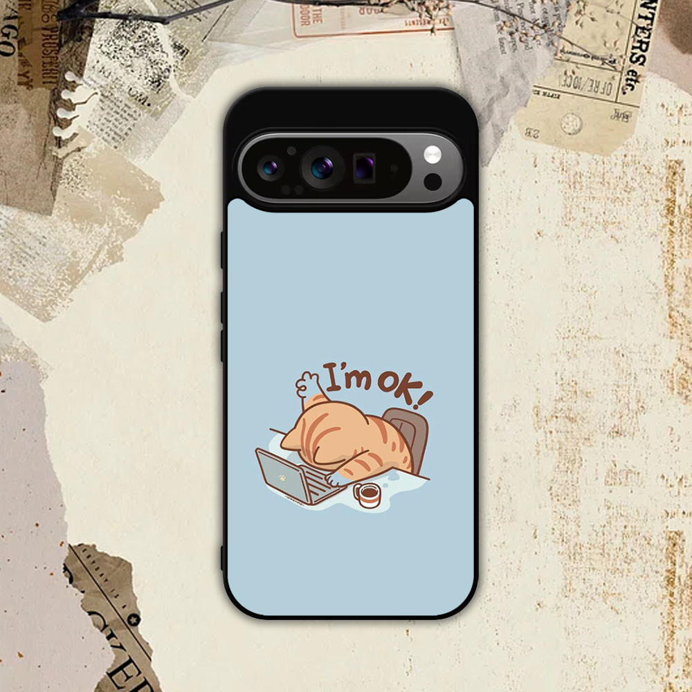 เคส Custom Hybrid Google Pixel 9 Pro XL 8 8a 7 7a 6 6a 5 5a 4a 3a Hardcase 1q แมวน่ารัก OK
