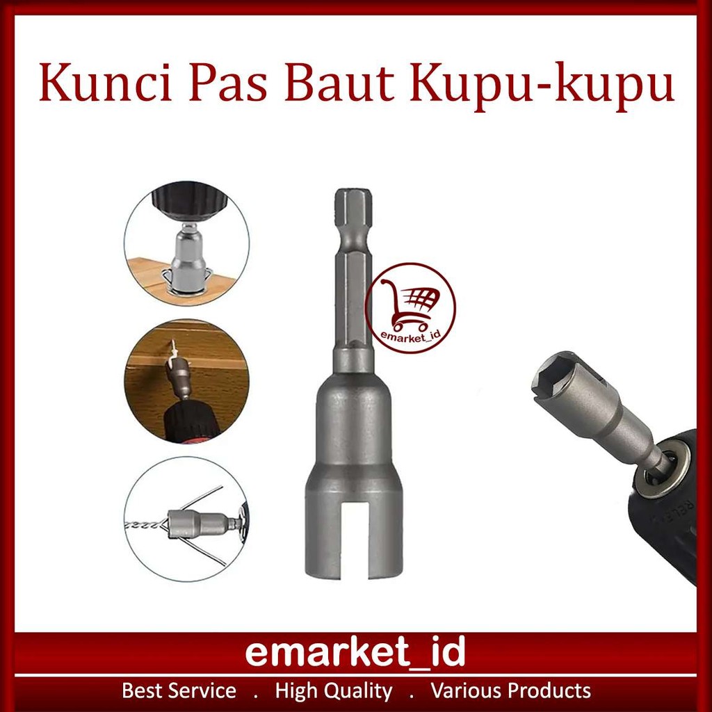 EM ประแจกระบอกสลักเกลียวผีเสื้อ 6.35 มม. AI50 / ซ็อกเก็ตก้านหกเหลี่ยม / น็อตสําหรับเครื่องมือไขควงไฟ