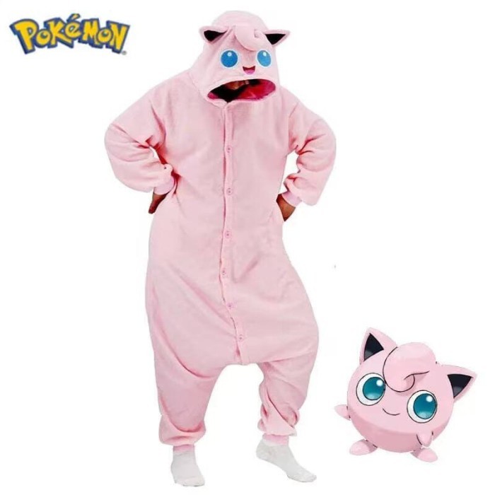 ONESIE COSTUME JIGGLYPUFF PINK POKEMON PIKACHU PAJAMA คอสเพลย์