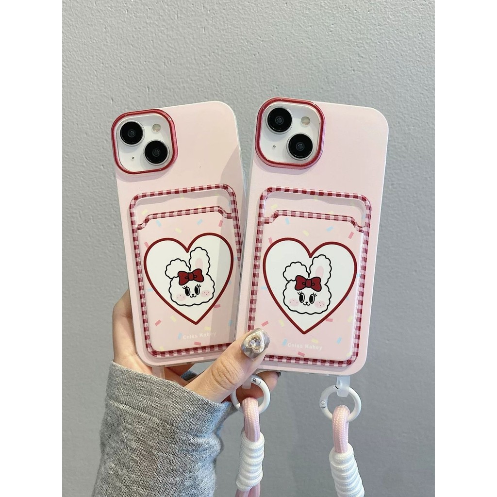 แฟนซี Lanyard Card Holder Rabbit Love Soft Casing Hp Oppo A6 A6X A6S A6 Pro 5G C75 C75x Note 60 60x 
