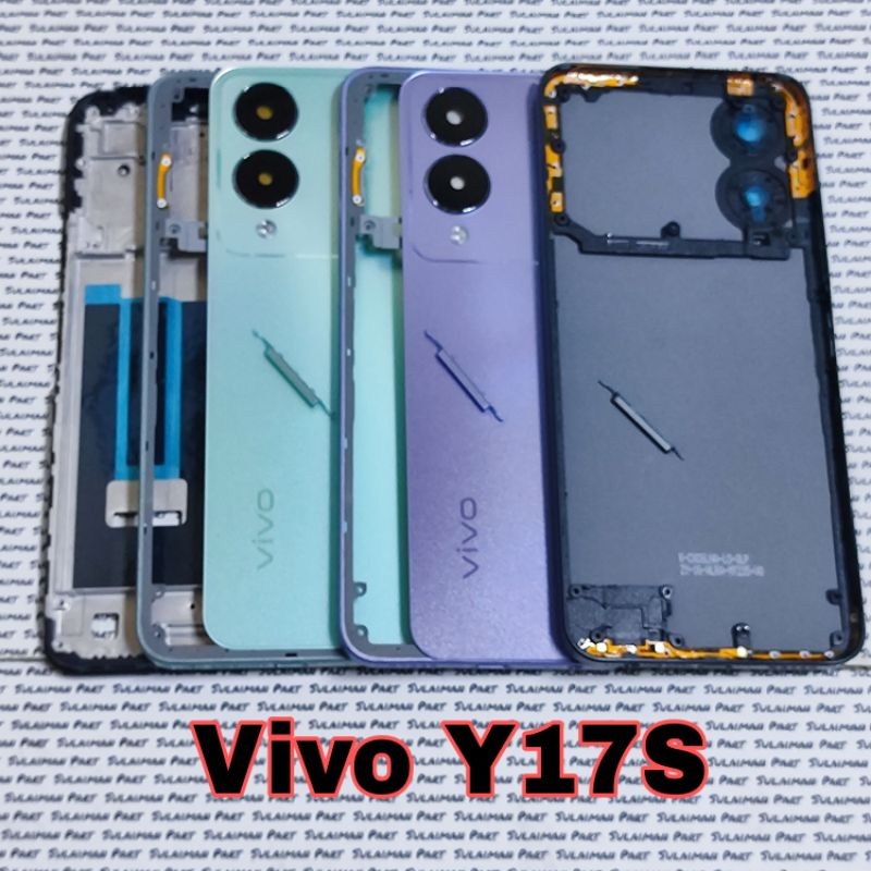 TOMBOL Vivo Y17S Fullset Housing Casing มี 3 Backdor + Bezzel + Camera Glass Frame Ring ปุ่มปรับระดับเสียงด้านนอกฝาหลัง