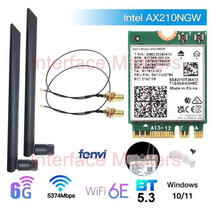 - การ์ดไร้สาย Wifi 6 6E Intel AX210 บลูทูธ 5.2 AX200 M2 NGFF M.2