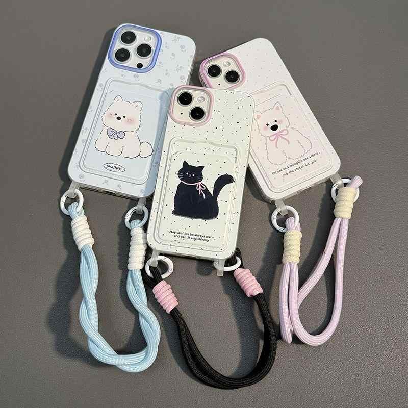 น่ารัก Anti Crack Aesthetic Premium Card Holder Cat Casing Hp Samsung A07 A07 A17 A15 A35 A55 5G A06