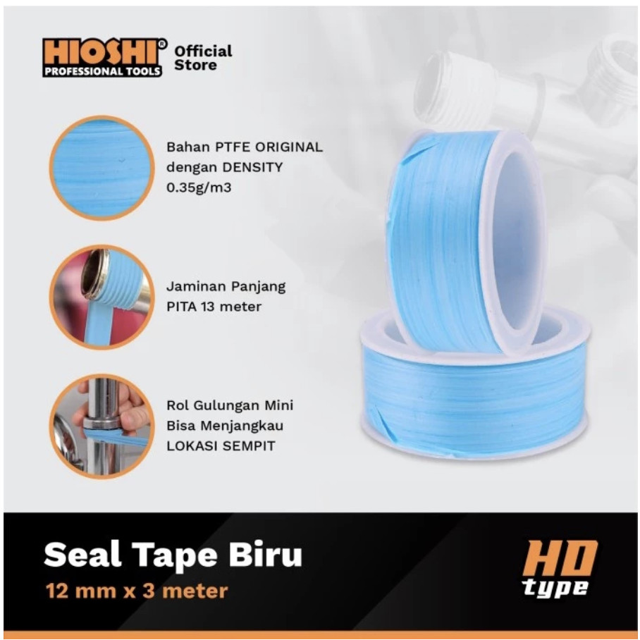 HIOSHI Mini Blue Seal Tape 12mmx3m 0.35G/M3 Blue Mini) Hd แพ็ค 10 ชิ้น