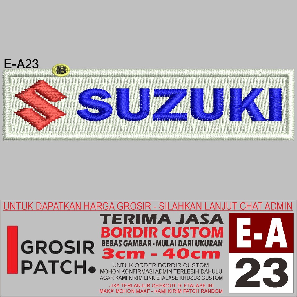 E-A23 MOTORCYCLE RACING AUTOMOTIVE SUZUKI LOGO EMBROIDERY PATCH - WHOLESALE REVIEW/TESIMONI PATCH