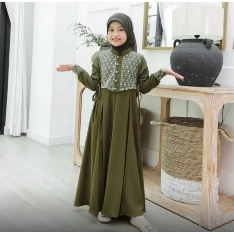 เสื้อผ้าเด็กผู้หญิง เด็กยาวนําเข้า Cool Motif เด็ก Gamis ชุดเด็กอายุ 5-13 ปี Cool วัสดุ Games2025 An