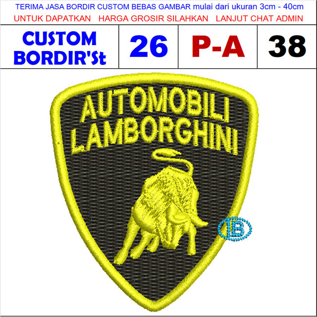 P-A38 LAMBORGHINI โลโก้ CUSTOM EMBROIDERYST TESTIMONI