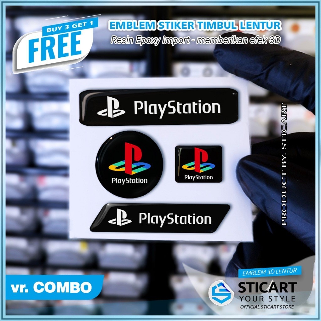 PLAYSTATION EMBLEM RAISED สติ๊กเกอร์มอเตอร์ไซค์ COMBO 3D FLEXIBLE RAISED EMBLEM