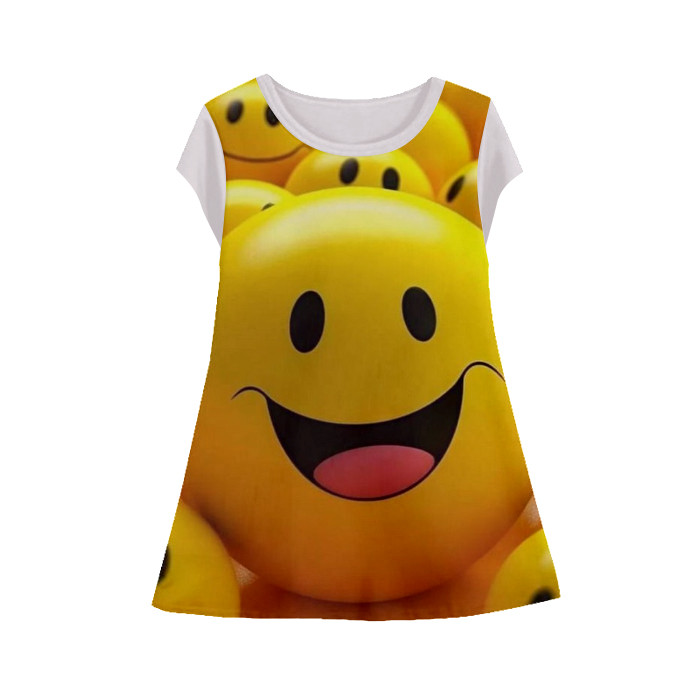 ชุดเด็กแขนสั้น 3D Printing Smile Tunic Dress-Smile-1-designWD Limited Edition สําหรับเด็กอายุ 1-12 ป