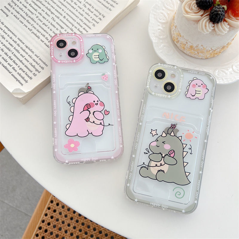 ไดโนเสาร์ดอกไม้ผู้ถือบัตรแฟนซี Soft Case Hp Oppo C75 C75x หมายเหตุ 60 60x Reno 13F 13 A3X Realme C61