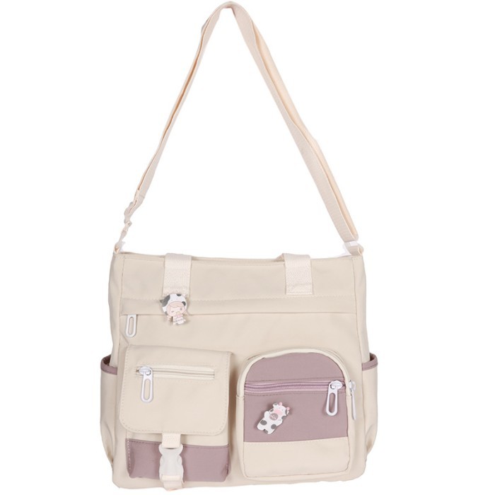 Mismi Joan Bag กระเป๋าสะพายข้างผู้หญิง Multi-Slot Tote สไตล์เกาหลี - 31J - สีขาว