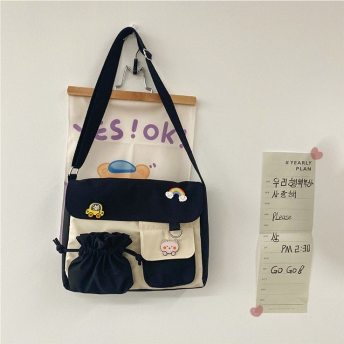 Mismi Lena Bag กระเป๋าสะพายข้างผู้หญิงกันน้ําเกาหลีมีสไตล์ - 31L - สีดํา