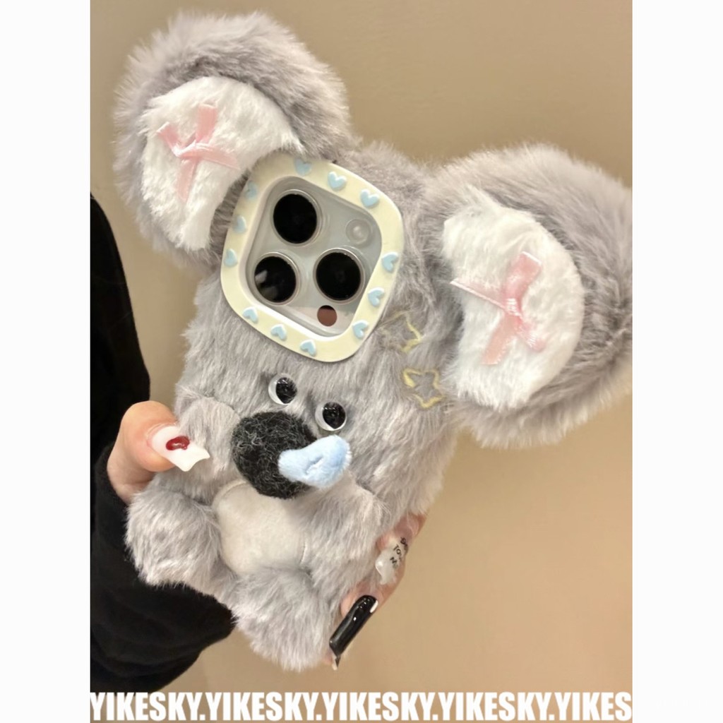 หญิง Apple Soft ฤดูใบไม้ร่วงและฤดูหนาว16Snot iPhone15promax1413121114เคสโทรศัพท์ Pro Koala Plush LO1