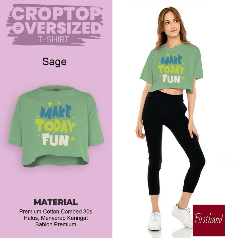 Make Today Fun Crop Top Oversize Original Oversize Top เสื้อผ้าครอปเกาหลี