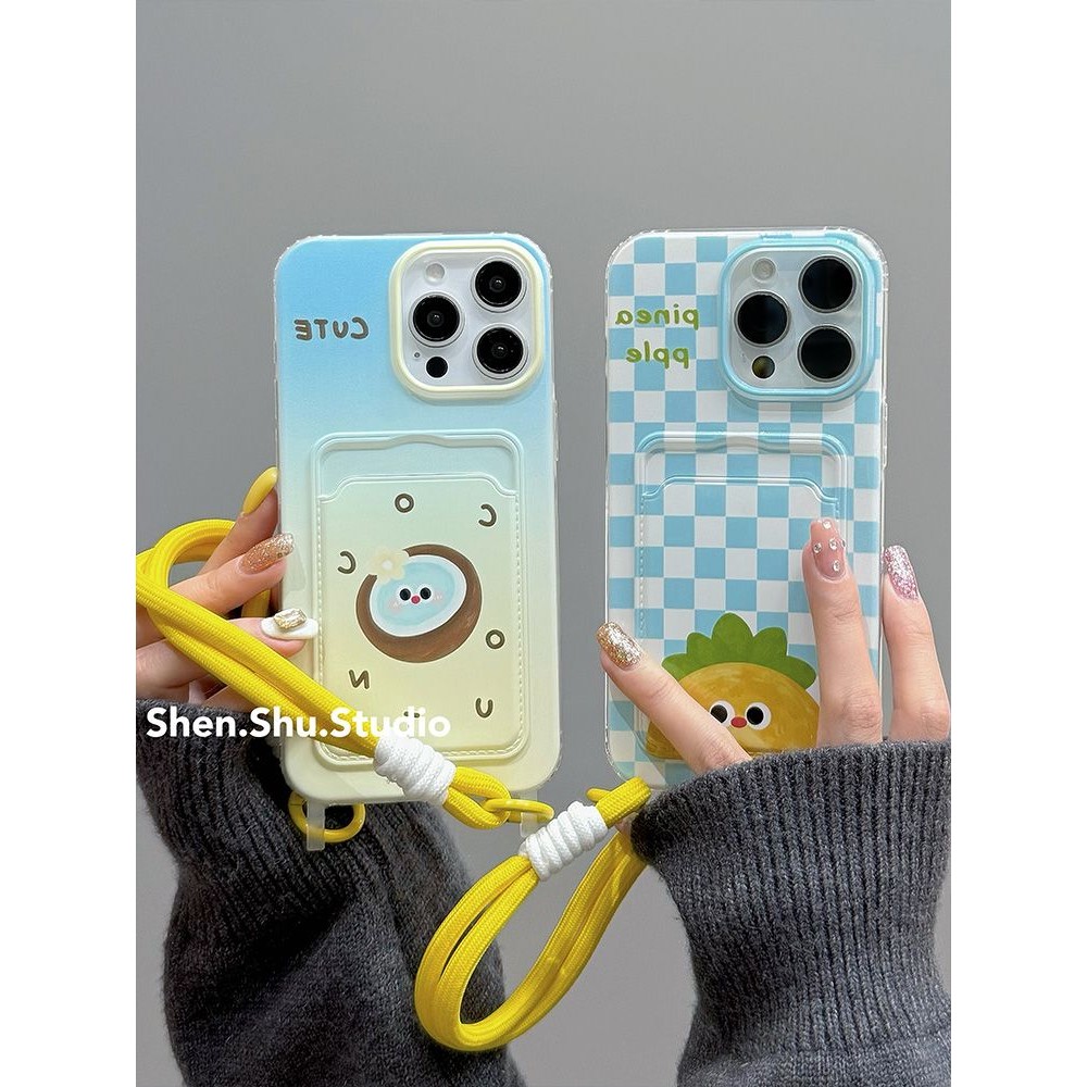 นุ่มพรีเมี่ยมผู้ถือบัตรฤดูร้อนสับปะรดปลอกHp Samsung S25 FE A17 A07 A35 A55 5G A06 A15 A16 A12 S23 Fe