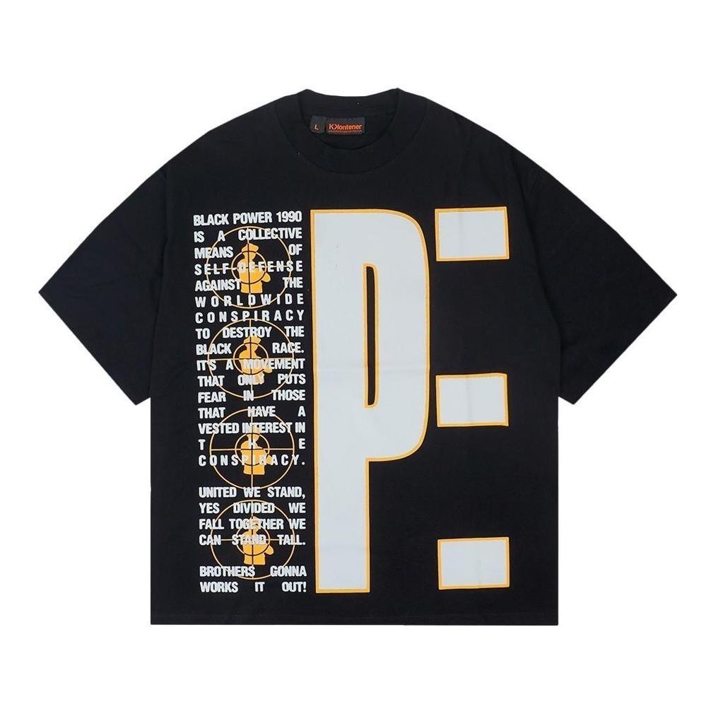 ล่าสุด Kkontener Public Enemy Pb90 Relaxed Fit Tshirt สีดํา