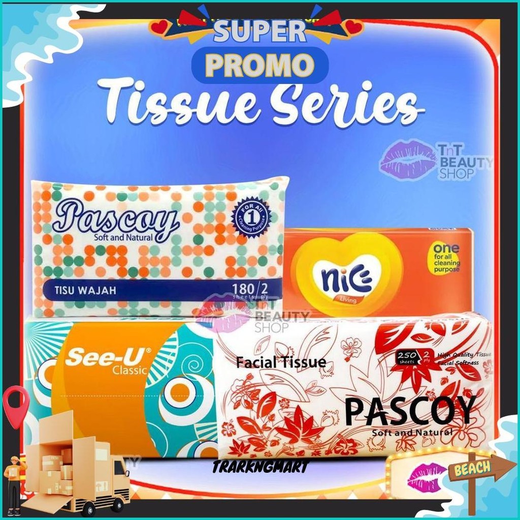 กระดาษเช็ดหน้า SERIES - Pascoy - See-U - Nice - Soft Natural Facial - ชุดเนื้อเยื่อ | Tnt Beauty Sho
