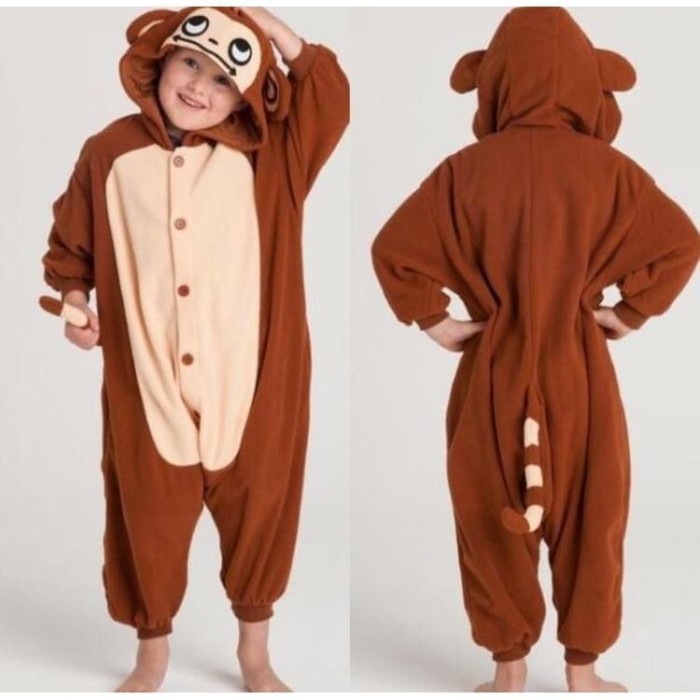 พร้อม! CHILDRENS ONESIE CLOTHES MONKEY DOLL PAJAMA SLEEPING COSTUME