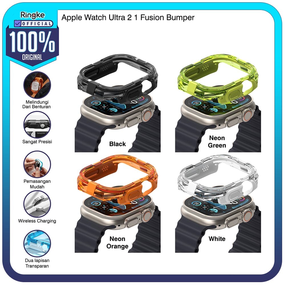 LAYER Ringke Apple Watch Ultra 2 / 1 Fusion Bumper Black / White / Neon Green / Neon Orange Thin Cas