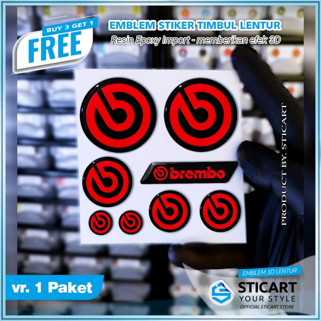 Brembo นูน EMBLEM MOTORCYCLE STICKER PACKAGE 3D FLEXIBLE นูน EMBLEM
