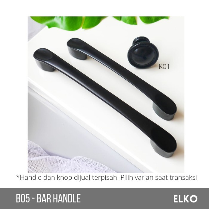 Ammos - B05 Pull Bar Handle สีดําสีดําลิ้นชักดึงตู้ประตู - 96 มม.