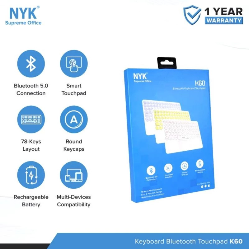 คีย์บอร์ดบลูทูธพร้อมทัชแพด NYK K60 thumbnail 3