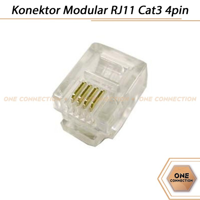 RJ11 Cat3 4pin Modular Connector หัวสายโทรศัพท์ / ขั้วต่อ Rj11