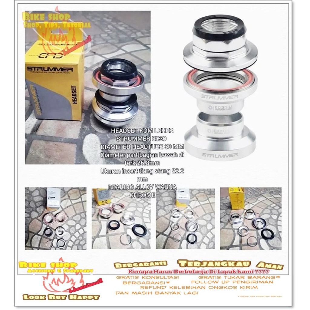 STRUMMER EC30 ชุดหูฟังคอ 26.8-22.2 BEARING ALLOY SILVER MTB BMX Bike