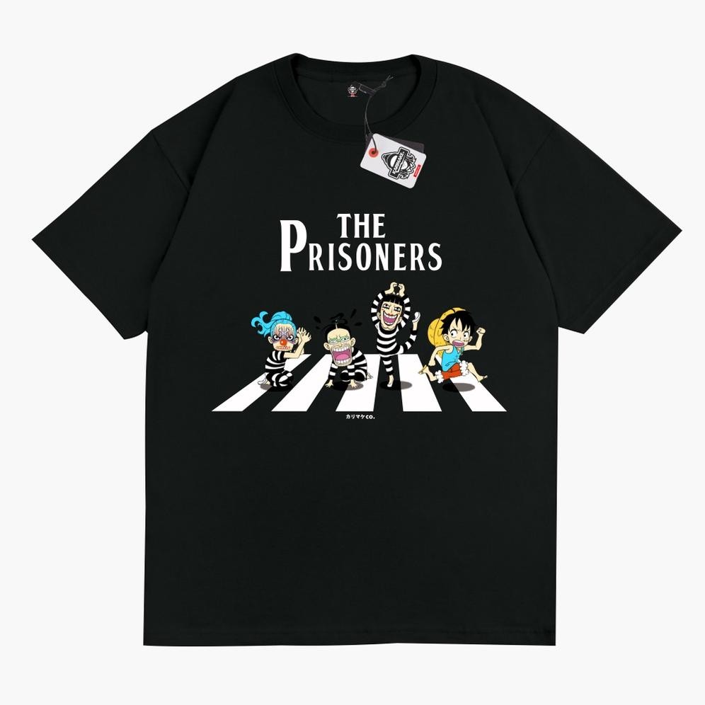 Limited Karimake เสื้อยืด One Piece Impel Down The Prison Luffy Buggy ญี่ปุ่นมังงะ Oversize สีดําสีข