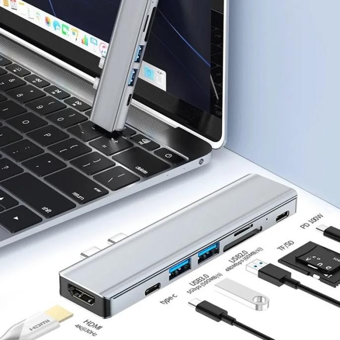ใหม่ 7 in 2 USB C Thunderbolt 3 Pro Hub Dongle สําหรับ Macbook Pro/Air M1 ใหม่