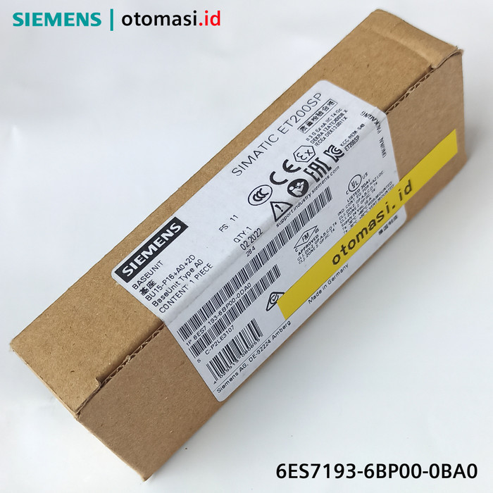 6Es7193-6Bp00-0Ba0 Base Unit Plc Siemens Et 200Sp, A0 Push-In Terminal