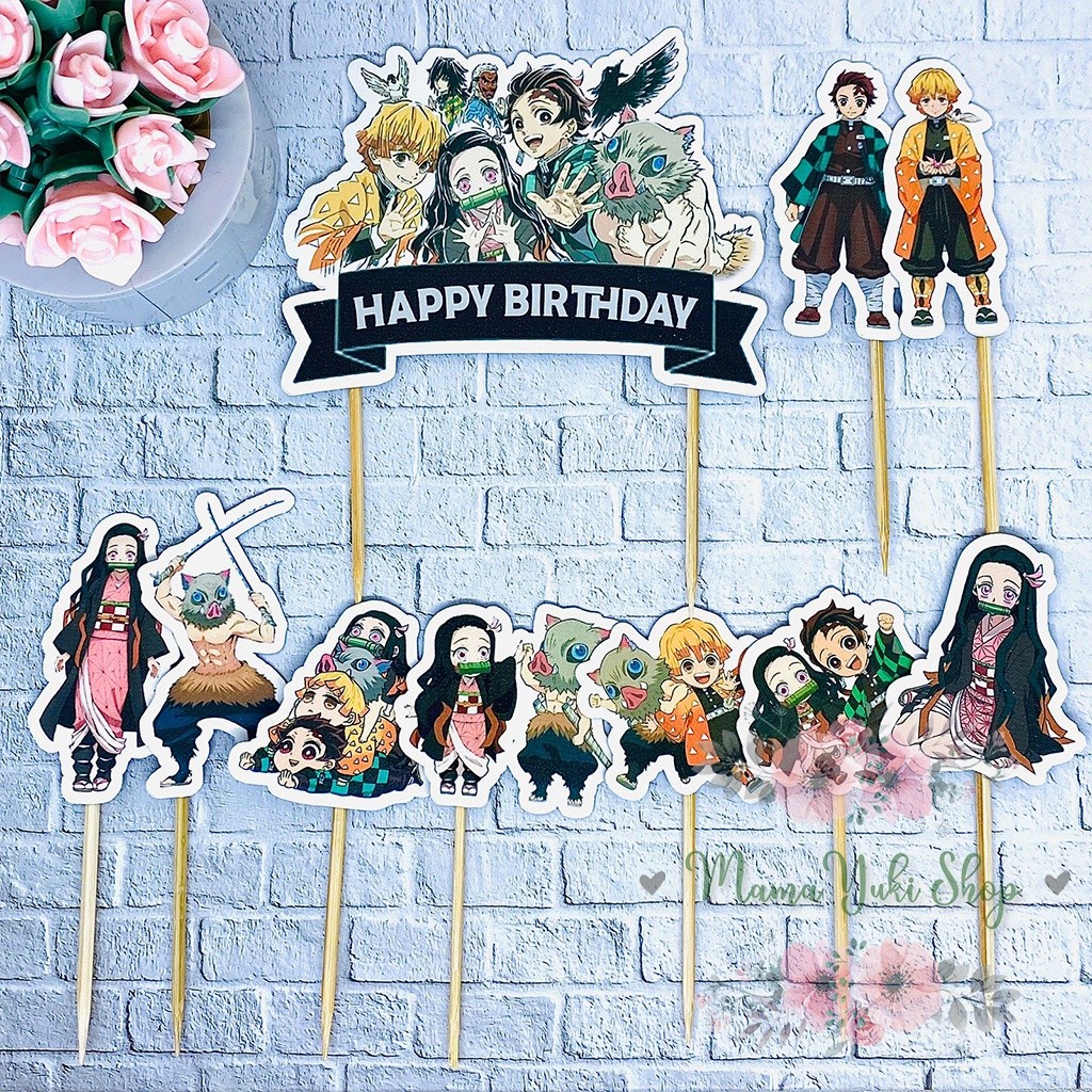 เค้ก Topper เค้กวันเกิดเด็กตกแต่ง DEMON SLAYER NEZUKO 1 ANIME motif
