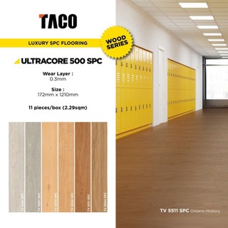 TACO SPC Lantai 5mm Klik Motif Kayu dan Batu / Flooring SPC Woodgrain - Stone per 1 Box