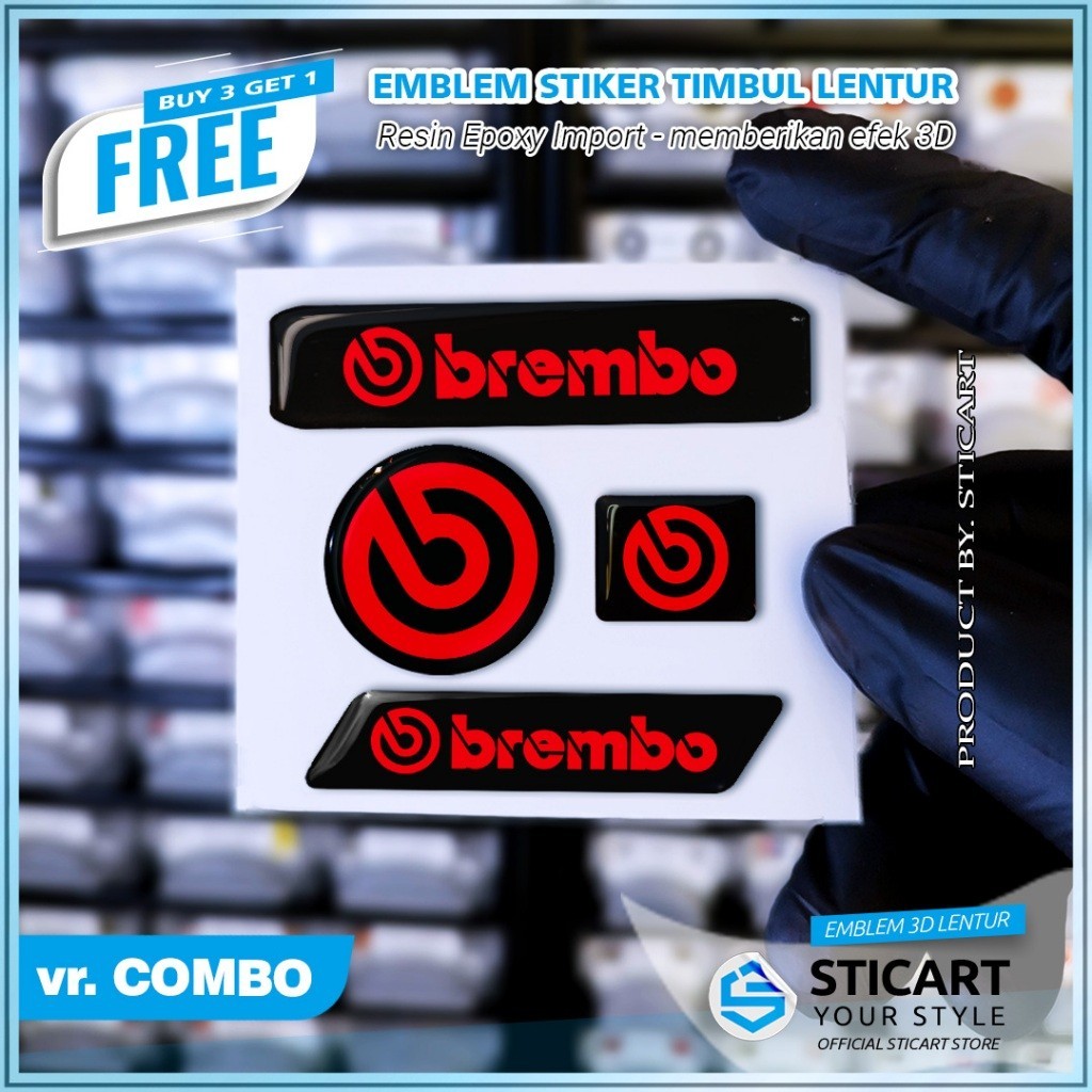 Brembo นูน EMBLEM MOTORCYCLE STICKER COMBO 3D FLEXIBLE นูน EMBLEM