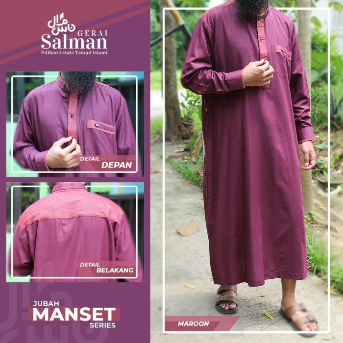 พร้อมส่ง เสื้อคลุม Ikhwan สําหรับผู้ชาย พร้อมกระดุมข้อมือคอ Saudi Upright ยี่ห้อ Zain Spunk - Maroon