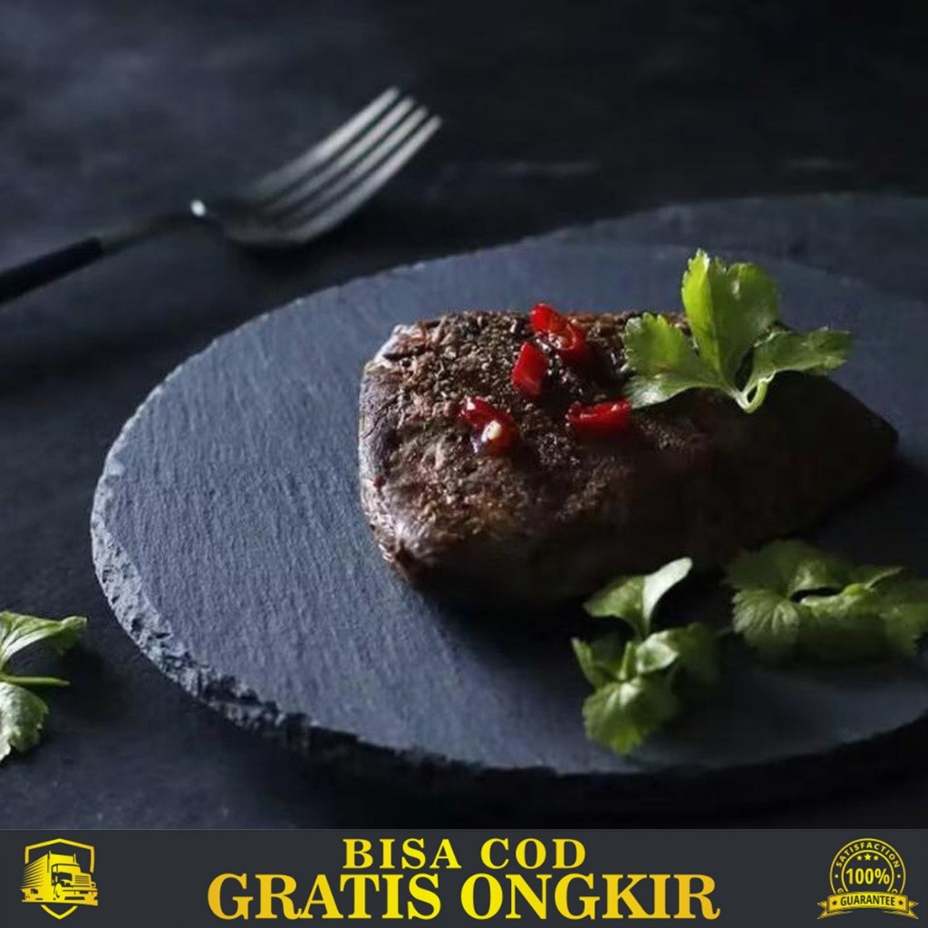 STEAK BBQ NATURAL STONE EATING SERVING PLATE WESTERN DISH