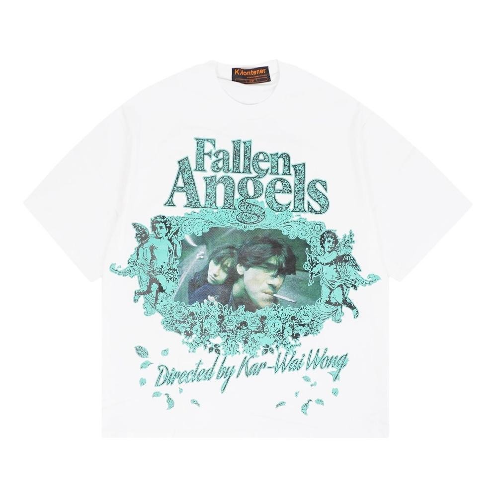 Kkontener 90S Movies "Fallen Angels" เสื้อยืด Oversize สีขาว