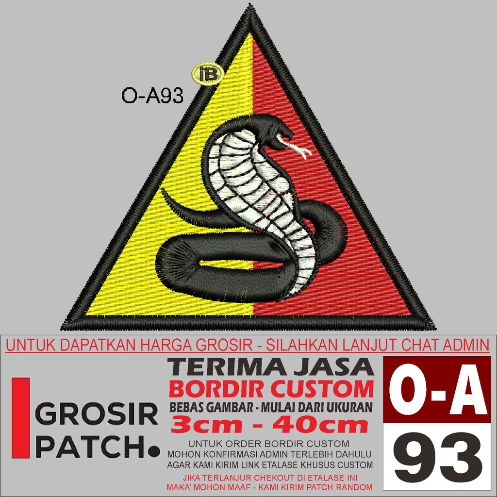 O-A93 KING COBRA โลโก้ EMBROIDERY PATCH - WHOLESALE REVIEW/TESIMONI PATCH