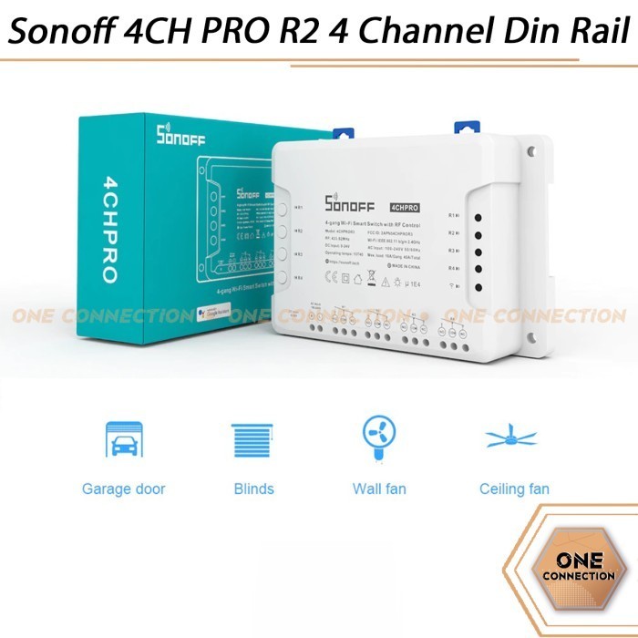 Sonoff 4CH PRO R2 - 4 Channel Din Rail WiFi - RF 433Mhz Switch