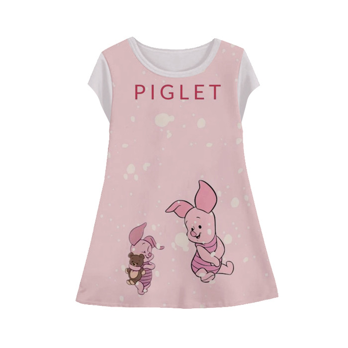 ชุดการ์ตูนเด็กแขนสั้นการ์ตูน 3D พิมพ์ Piglet Tunic-Piglet-5-designWD Limited Edition สําหรับเด็กอายุ