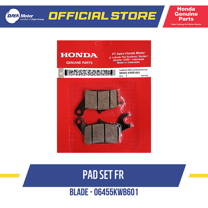 ผ้าดิสเบรคหน้าสําหรับ BLADE, SUPRA X 125 FI 06455KWB601