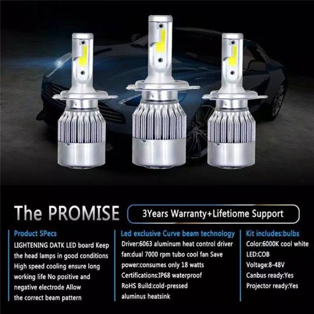 C6 Led ไฟหน้า Foglamp H8 H9 H11 H4 H1 HB4 HB3 9005 9006 H10