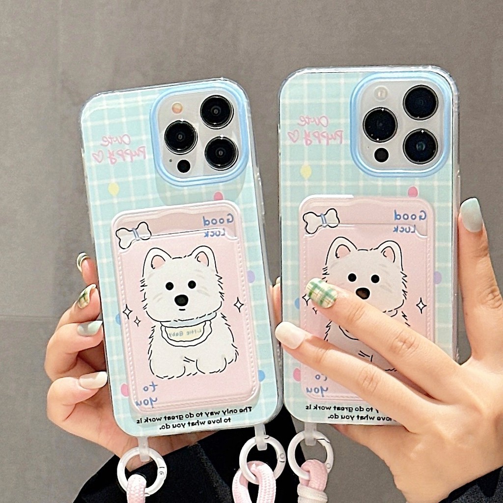 ล่าสุดสุนัข Lanyard Lattice Card Holder Soft Casing Hp Oppo A6 A6X A6S A6 Pro 5G C75 C75x Note 60 60