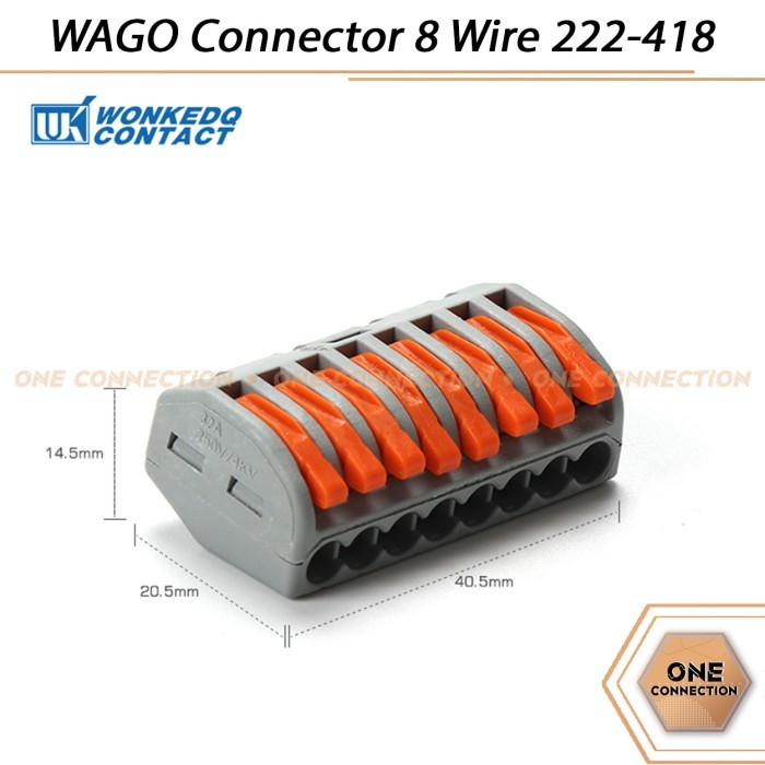 WAGO Connector 8 สาย 222-418 Compact Terminal Block Lever Cage Clamp