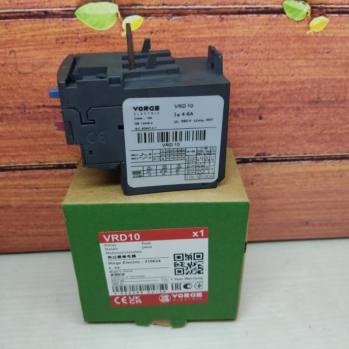 รีเลย์โอเวอร์โหลดความร้อน TOR VORGE VRD10 VRD 10 4A-6A เทียบเท่า LRD10 LRD 10 รับประกัน 1 ปี
