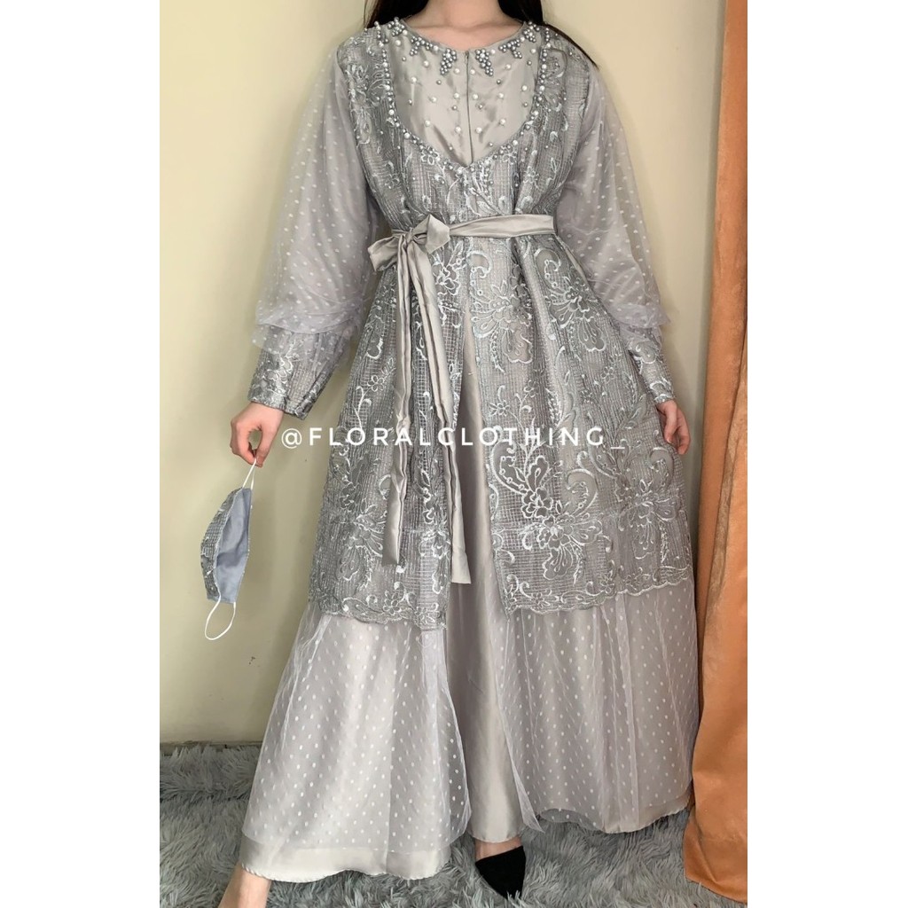 ชุดแต่งงานมุสลิมหรูหราสําหรับบ้านพยาบาล, วัสดุโบรเคดระดับพรีเมียม, Koreanlook F18, จัดส่งฟรี, ส่วนลด