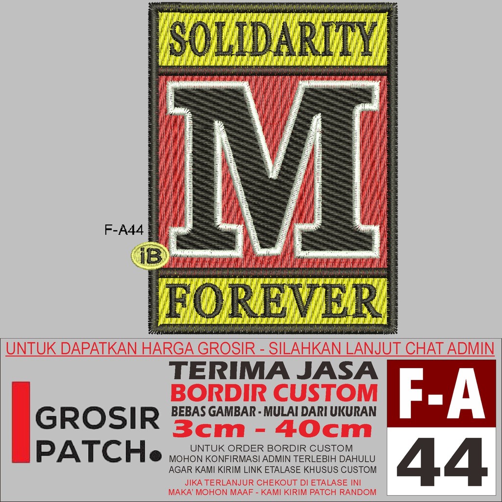 F-A44 SOLIDARITY M FOREVER LOGO EMBROIDERY PATCH - WHOLESALE REVIEW/TESIMONI PATCH