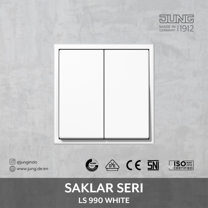 GUARANTEEED JUNG LS 990 2 Gang 1 Way Switch / Series Switch - สีขาว (Duroplastic)