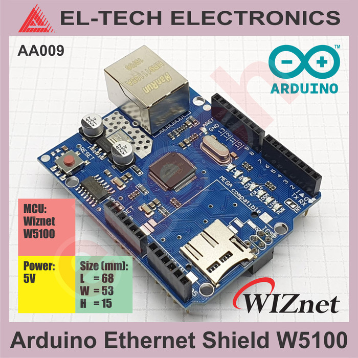 จัดส่งฟรี - ARDUINO โมดูลโล่อีเธอร์เน็ต W5100
