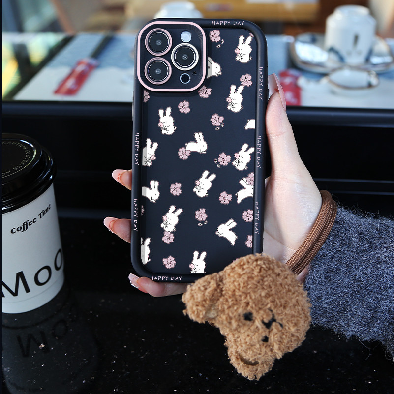 ดอกไม้กระต่าย Aesthetic Lanyard Soft Case Hp Oppo Reno 11F 11 Pro 5G A3X A3 A60 A5S A12 A11K A74 A95